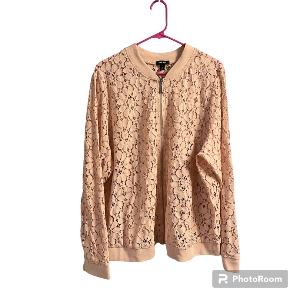 Torrid Plus Size Pink Lace Bomber Jacket Size 3